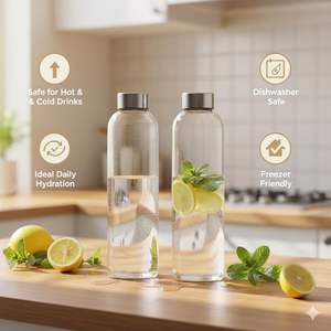 Wholesale Classic Design Clear Borosilicate Glass <b>Water</b> <b>Bottle</b> with SS Lid - Product Image 3