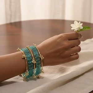 Bracelets traditionnels fantaisie en acier inoxydable de style cachemiri pour femmes, classiques, de mariage, style bohème, géométriques, élégants, accessoires de mode - Product Image 5