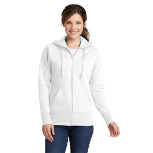 Women's Navy Blue Full <b>Zip</b> <b>Hooded</b> Sweatshirt 100% Cotton Fleece 200g Regular Fit Breathable Autumn Winter Wear - Product Image 2