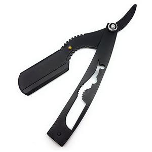 Maclura Black - Maquinilla de Afeitar de Una Sola Hoja con Cuerpo de Acero Inoxidable, Mango de Plástico, para Uso en Barberías, Maquinilla de Afeitar Recta - Product Image 1