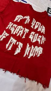 เสื้อยืดคอตตอน 100% สตรีทแวร์ ปักลายแบบดิสเทรส แห้งเร็ว น้ำหนักมาก สกรีนโลโก้ตามสั่ง - Product Image 3