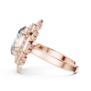 Dramatic 6 Carat Lab Grown Diamond Double Halo <b>Ring</b> In Solid <b>Gold</b> With Radiant Center Stone And Luxurious <b>Cocktail</b> Appeal - Product Image 4