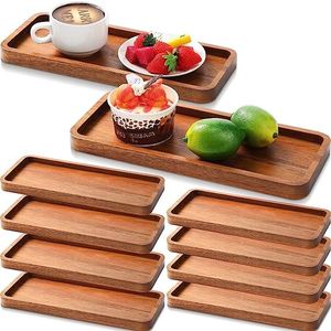 Bandeja rectangular de madera de mango, ecológica, duradera, para servir en la cocina, aperitivos, comidas, bebidas, diseño moderno - Product Image 6