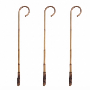 Bâton de marche en rotin naturel vintage avec crochet de berger, bâton de randonnée, accessoires de camping et d'extérieur purs et artistiques - Product Image 1