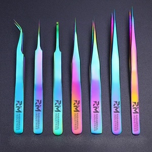 Pinzas para Extensión de Pestañas RMI Plain Grip Precision 7, 10 mm, Acero Inoxidable Japonés de Alta Calidad, Multi Plasma - Product Image 1