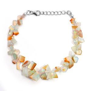 Handmade Unique Design Natural Ethiopian Opal Classic Fashionable Strand <b>Bracelet</b> 925 Sterling Silver Smooth <b>Gemstone</b> Women's - Product Image 1