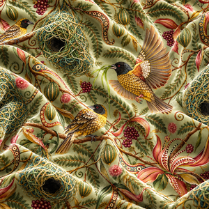 Tissu d'ameublement tissé léger et respirant à motif personnalisé Green Bird, 58/60 pouces, imprimé PRANIKA, en stock - Product Image 5