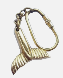 Brass Whale Tail Keychain Nautical Metal Key <b>Ring</b> with Carabiner <b>Clip</b> Marine-Themed Bag Key Accessory - Product Image 2