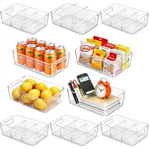 ชุดจัดระเบียบตู้กับข้าวพลาสติกใส 10 ชิ้น พร้อมตัวแบ่ง 2 ช่อง จัดระเบียบครัวและตู้เย็นได้ง่าย ผลิตภัณฑ์อะคริลิก - Product Image 1