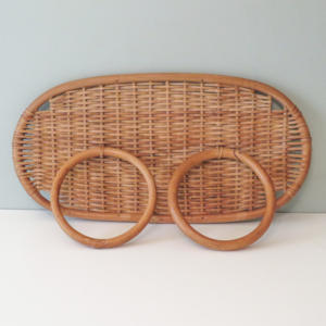 Support mural double pour écharpes, en rotin fait main, design élégant, pour serviettes - Product Image 1