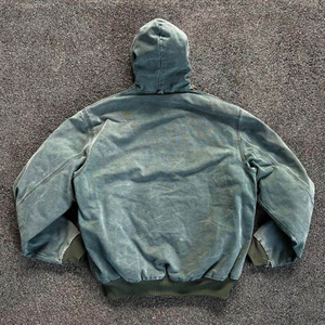 Sudadera con capucha y cremallera de gran tamaño para hombre, de algodón y forro polar, color liso, informal, para otoño, de ajuste regular, de punto, de manga larga. - Product Image 4