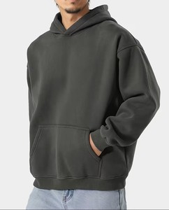 Sudadera con Capucha para Hombre, 400g, Forro Polar, Cálida para Invierno, Estilo Vintage, Lisa, Resistente al Viento, Informal, con Bolsillo, Servicio OEM - Product Image 1