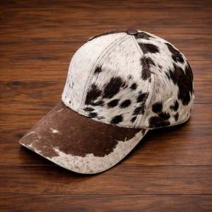 Unisex 6-Panel Hair on Hide leather Baseball <b>Cap</b> Tie Dye Black White Cotton Fitted Casual Spring Summer Hat 58-60CM - Product Image 3