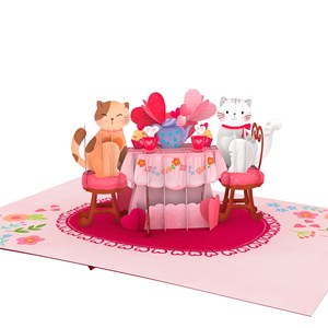 Carte pop-up 3D pour couple de chats, carte de vœux artisanale, thème amour, cartes pop-up 3D, carte 3D pop-up, artisanat en papier, cadeau pour la Saint-Valentin - Product Image 1