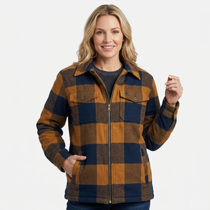 <b>Men's</b> Plaid Fleece Lined Shirt <b>Jacket</b> Windproof Casual Winter Coat with Zipper and Pockets - Product Image 5
