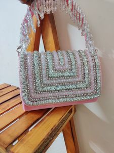Designer Handcrafted Seed <b>Bead</b> Embroidery Crossbody Handbag Stylish Women's Adjustable Strap <b>Large</b> Capacity Waterproof - Product Image 2