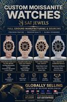 Montre hip-hop bicolore or et argent, sertie de moissanite et de diamants, en acier inoxydable, verre saphir, VVS, style bling
