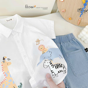 Vêtements pour enfants en gros, imprimés de dessins animés, vêtements pour bébés, boutique de mode, ensembles décontractés d'été pour garçons, tenues, chemises et shorts - Product Image 2
