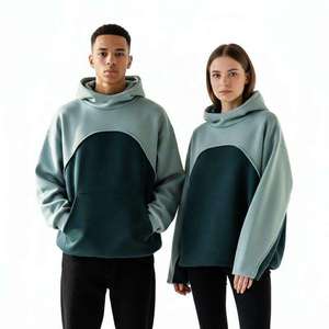 เสื้อฮู้ดดี้โอเวอร์ไซส์แบบยูนิเซ็กซ์ สีบล็อกตัดต่อ  โลโก้สั่งทำ ผ้าฝ้ายฟลีซ ทรงหลวม ไหล่ตก  เสื้อสเวตเชิ้ตแบบสวมหัว  รับผลิตแบบ OEM ODM ขายส่ง DDP - Product Image 4