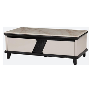 Mesa de Centro de Madera y Hierro Estilo Romano, Diseño Moderno, Hecha a Mano, Ecológica, Duradera, Fácil de Limpiar, Ligera, con Cajón de Almacenamiento - Product Image 2