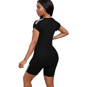 Conjunto de Top y Shorts de Algodón 100% para Mujer, Estilo Vintage, Corte Holgado, Largo por Encima de la Rodilla, Ropa Casual de Verano, Venta al Por Mayor - Product Image 3