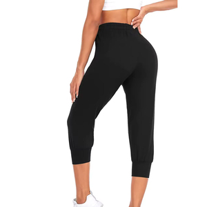Pantalones Harem de Maternidad de Cintura Alta, Negros, Largos hasta el Tobillo, Cintura Elástica, Casuales, de Punto, de Algodón y Elastano, Transpirables, con Bolsillos - Product Image 4