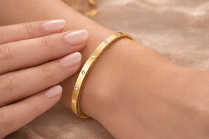 925 Sterling Silver 18k Gold Plated Cuff <b>Bracelet</b> with Cubic Zirconia Unisex Handmade Jewelry - Product Image 4