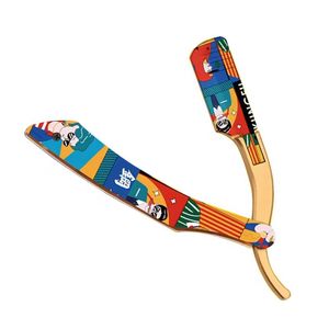 Rasoir droit à lame unique en acier inoxydable à motifs colorés pour barbier et rasage du visage - Product Image 2