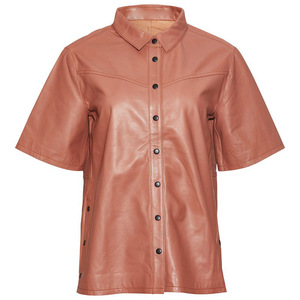 Breathable Plus Size Leather Button Down Shirts For Women Autumn Winter Casual Streetwear Custom Label Design Sizes - Product Image 5