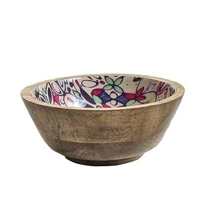 <b>Set</b> Of <b>4</b> Enamel Design <b>Round</b> Shape Wooden Serving Bowl <b>for</b> Home <b>Dining</b> <b>Table</b> Wedding Dinnerware Snacks Serving Bowls - Product Image 4