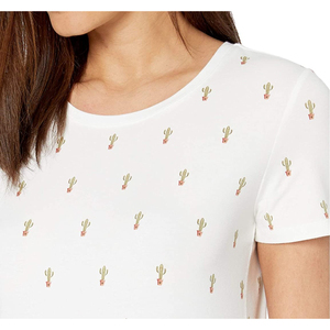 Camiseta de algodón informal de primera calidad para mujer, cuello redondo, cómoda, holgada, ropa de verano - Product Image 6