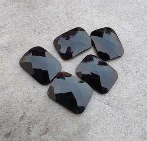 Onyx noir naturel, forme rectangulaire coussin, taille à carreaux, calibré, pierre précieuse en vrac pour bijoux - Product Image 5