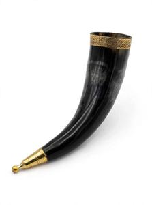 Coupe à boire vintage de luxe noire avec bordure en nœud celtique doré et embout en laiton, accessoire de bar - Product Image 4