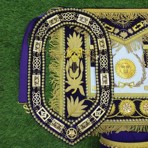 ชุดเครื่องราชอิสริยาภรณ์เมสันคุณภาพสูง ชุดผ้ากันเปื้อน ปลอกคอ และเครื่องประดับ ทำด้วยมือ พร้อมลายปักสีทอง - Product Image 4