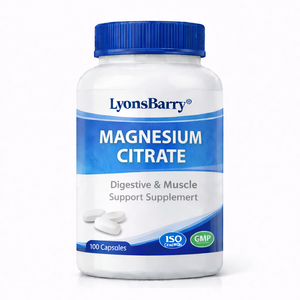 Capsules de citrate de magnésium LyonsBarry 300 mg, complément alimentaire pour le soutien digestif et musculaire, 100 capsules par flacon - Product Image 1