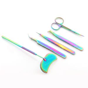 ชุดกรรไกรต่อขนตาสแตนเลสสีรุ้งมาใหม่ชุดแหนบปรับความดังได้ตามต้องการแบรนด์ที่สวยงาม - Product Image 2