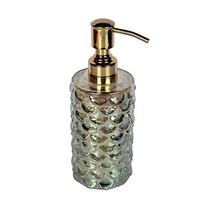 <b>Refillable</b> Glass <b>Hand</b> <b>Soap</b> Dispenser with Gold Pump for Bathroom & Vanity Counter - Product Image 1