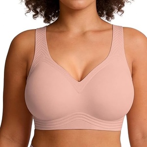 Sujetador deportivo sin costuras transpirable de talla grande para mujer, espalda cruzada, copa completa, sin aros, de Spandex/Nylon sólido, con tirantes ajustables y convertibles - Product Image 5