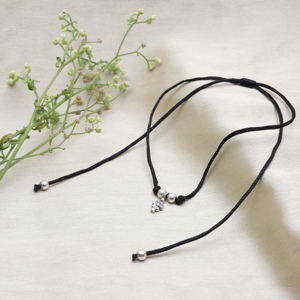 925 Silver Floral Charm Anklet on Black Cord Handcrafted Boho Jewelry Designer Charms for Girls Simple Stylish Party Waer Anklet - Product Image 3