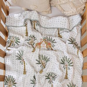 Latest Kantha Cotton <b>Baby</b> <b>Blanket</b> Handmade <b>Soft</b> Lightweight Custom Printed Palm Tree Design for Home or Hotel Use in Winter - Product Image 2