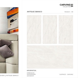 Carreaux de porcelaine sculptés de luxe 600x1200 grand format, surface texturée premium, pour murs et sols, design moderne intérieur et extérieur - Product Image 1