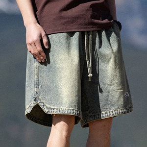 Wholesale Summer Vintage Fashion Casual Breathable <b>Woven</b> Denim <b>Shorts</b> Straight Regular Fit for <b>Men</b> - Product Image 3
