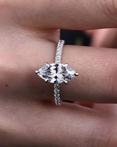 3.00 Ct Halo Marquise Cut Diamond Engagement & Wedding <b>Ring</b> 14K White Gold Luxury IGI Certified Rhodium Plated Women's - Product Image 5