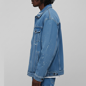 Nouvelle veste en jean vintage délavée tendance hiver 2026 pour homme, style streetwear, avec plusieurs poches avant, coupe longue - Product Image 6