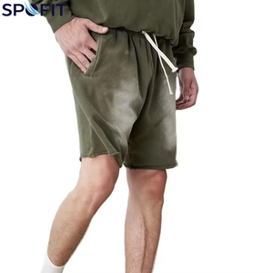 กางเกงขาสั้นผ้าฝ้ายย้อมสีซันเฟดสไตล์วินเทจสำหรับผู้ชาย ขอบดิบ ผ้าฝ้ายฟลีซ 100% ขายส่ง เสื้อผ้าสตรีทแวร์ กางเกงขาสั้นซันเฟดสำหรับเด็กผู้ชาย - Product Image 6