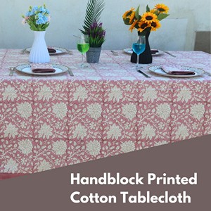 Handmade Hand Block Printed 100% Cotton Square Tablecloth Modern Floral Design Custom Sizes <b>Table</b> Cover Dining Wedding Outdoor - Product Image 4