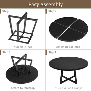 Modern Round Dining <b>Table</b> with Solid <b>Wood</b> <b>Top</b> and Metal Legs, Stylish Dining Room Furniture for Home, Apartment and Office - Product Image 5