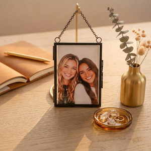 Cadre photo rectangulaire suspendu en verre transparent avec bordure en laiton, prix de gros, le plus vendu, finition personnalisée, pour décoration intérieure - Product Image 4