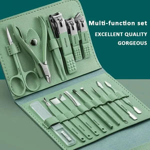 Ensemble de coupe-ongles en acier inoxydable, 12-16 pièces, avec sac pliable, kits de coupe-ongles pour manucure, ciseaux, outil de beauté et de maquillage - Product Image 3