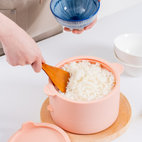 Cuiseur à riz et cuiseur vapeur en silicone de qualité alimentaire Calopig, faible teneur en glucides, compatible micro-ondes, capacité de 1,6 L, cuisson rapide, nettoyage facile, conception à 2 niveaux